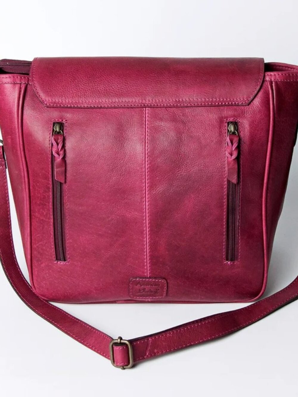 Magenta Western Fringe Leather Crossbody Bag