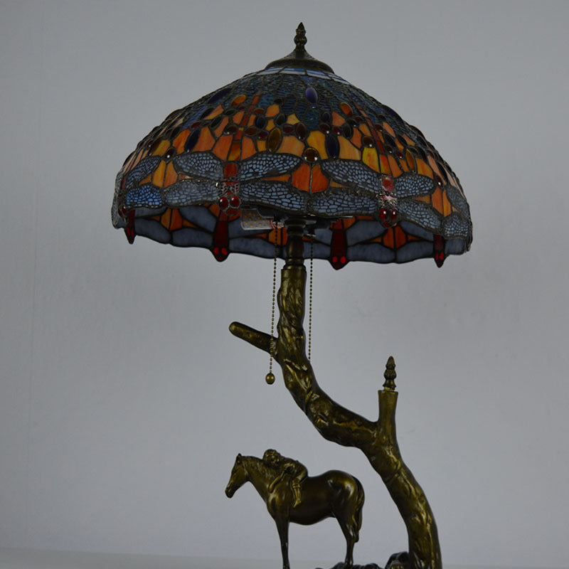 Stained Glass Table Lamp with Western Scene