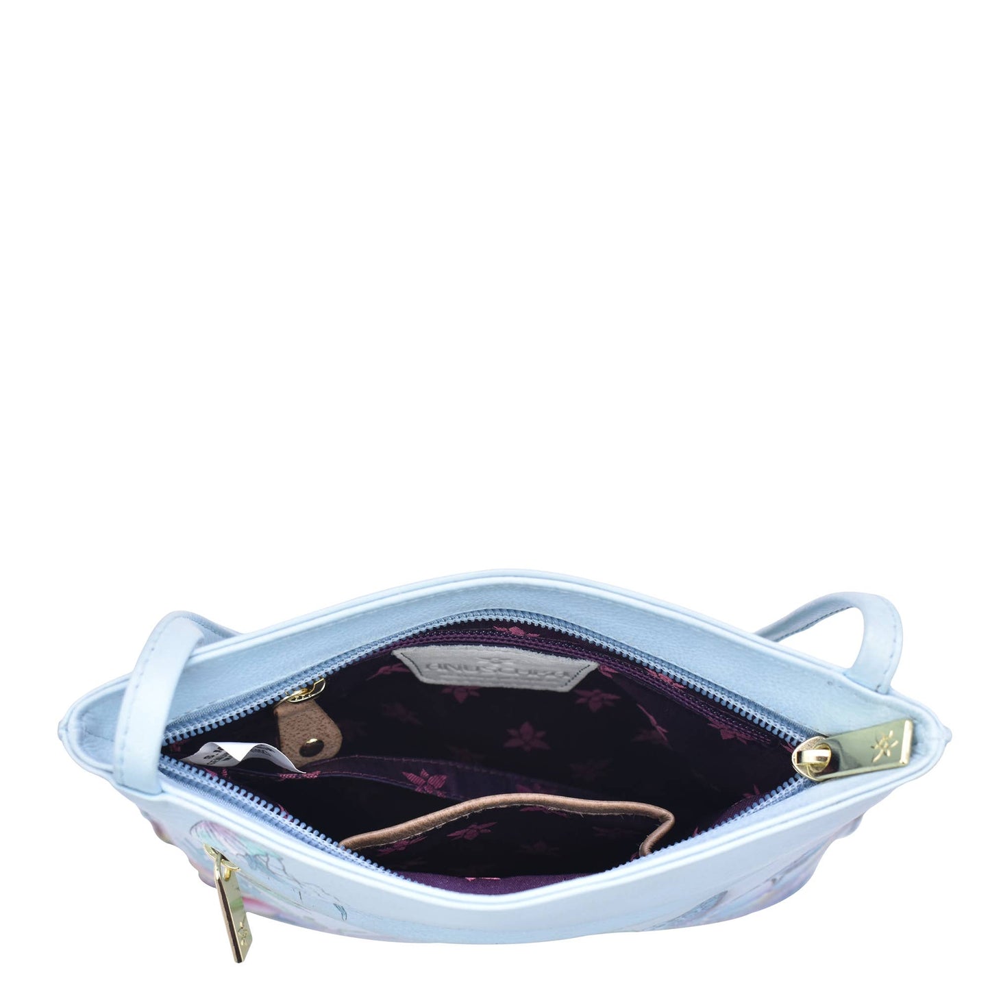 Anuschka Hand-Painted Leather Slim Crossbody With Front Zip - 452-sea turtles