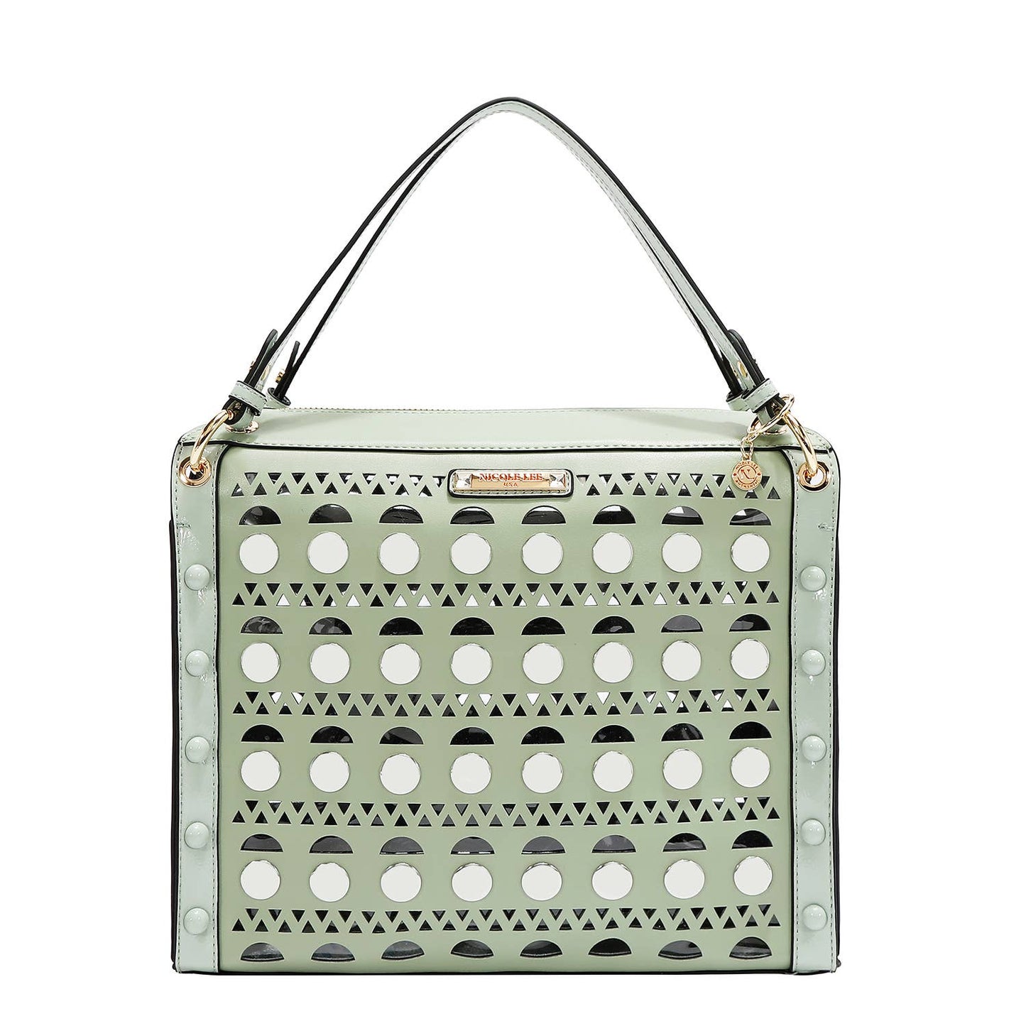 SILVER POP STUD SATCHEL BAG