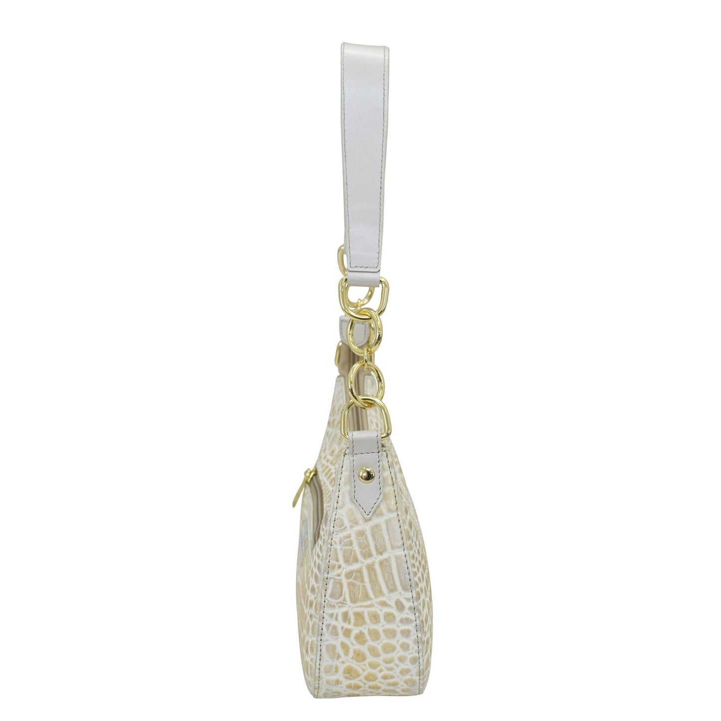 Anuschka Croc Embossed Leather Small Convertible Hobo - 701 pearl