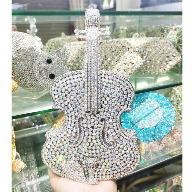Amazing Luxury Violin Crystal Evening Bag