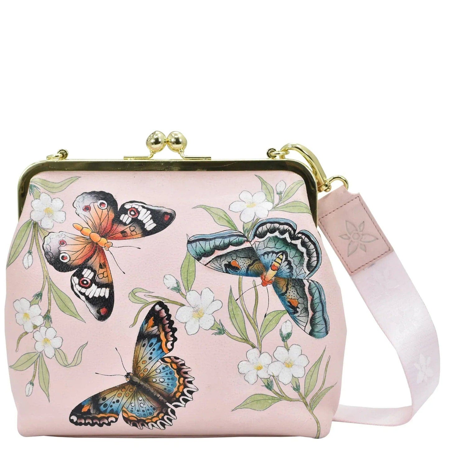 Anuschka Mediumkisslock Frame Crossbody - 700 Butterflys- dusty pink