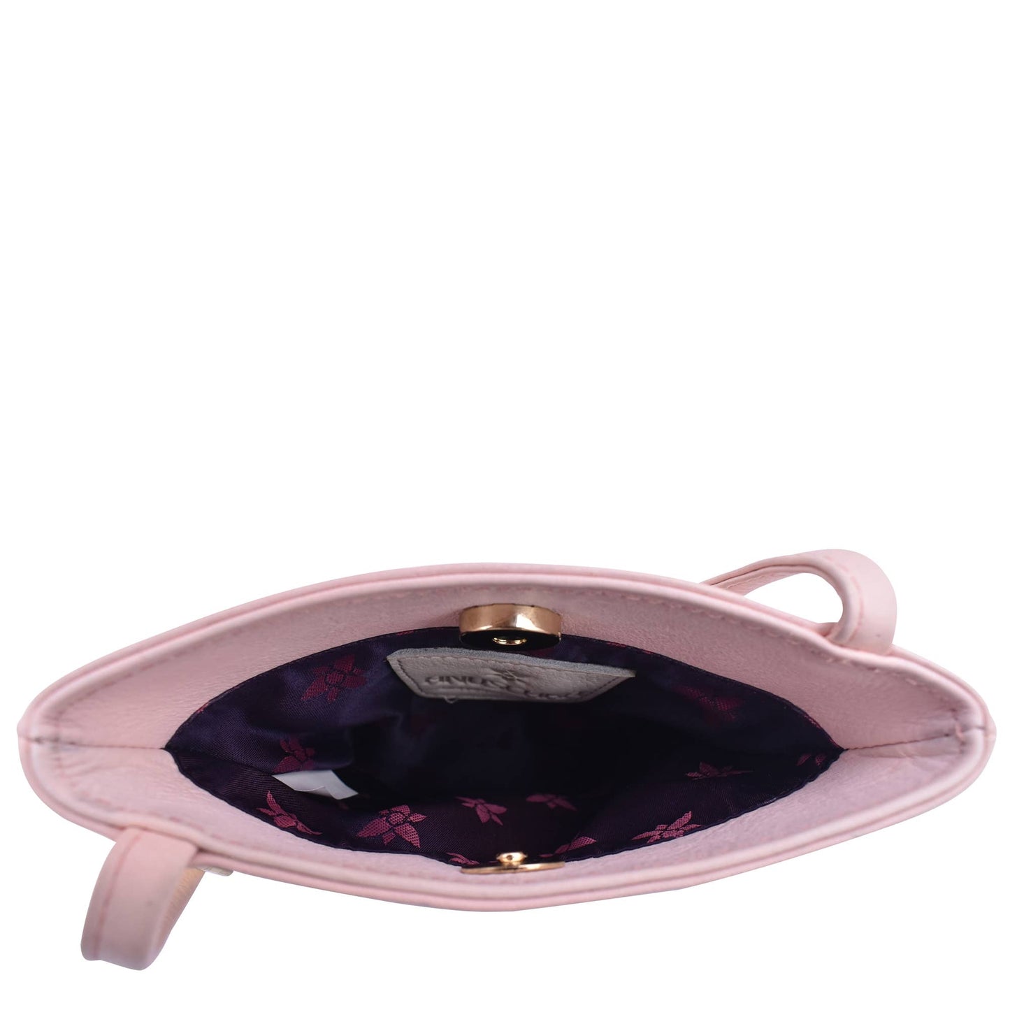 Anuschka Hand-Painted Leather Mini Double Zip Travel Crossbody - 448-dusty pink with butterfly