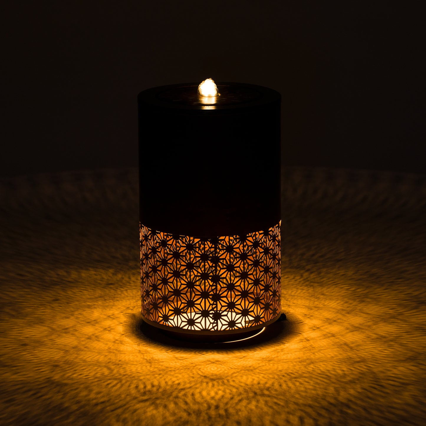 20.87 H Brown Metal Cutout Outdoor Water Fountain With LED Lights, Modern Freestanding Candle Style Water Feature For Patio  Decor