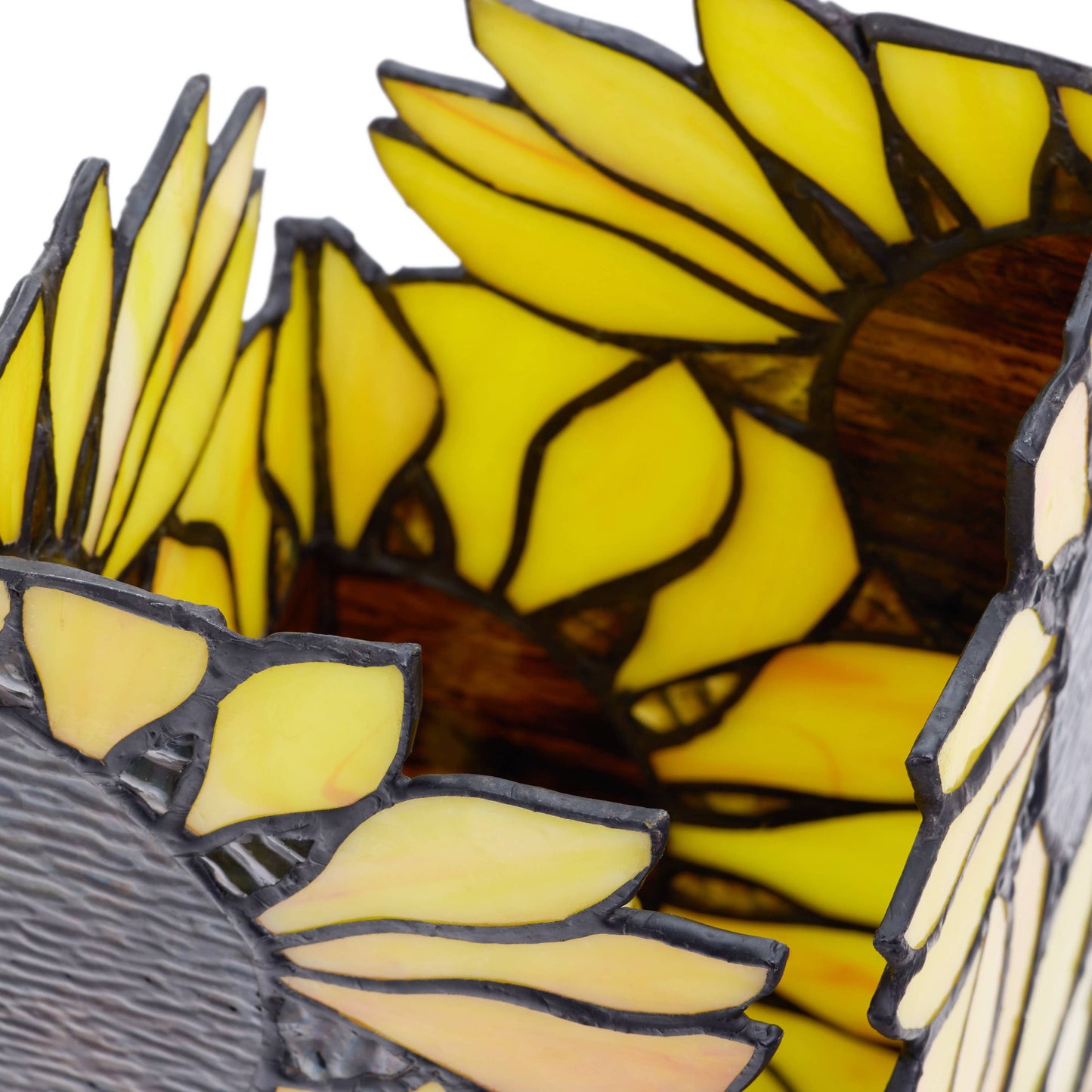 9.75"H Sunflower Rectangle Shade Hurricane stained glass  Accent Lamp