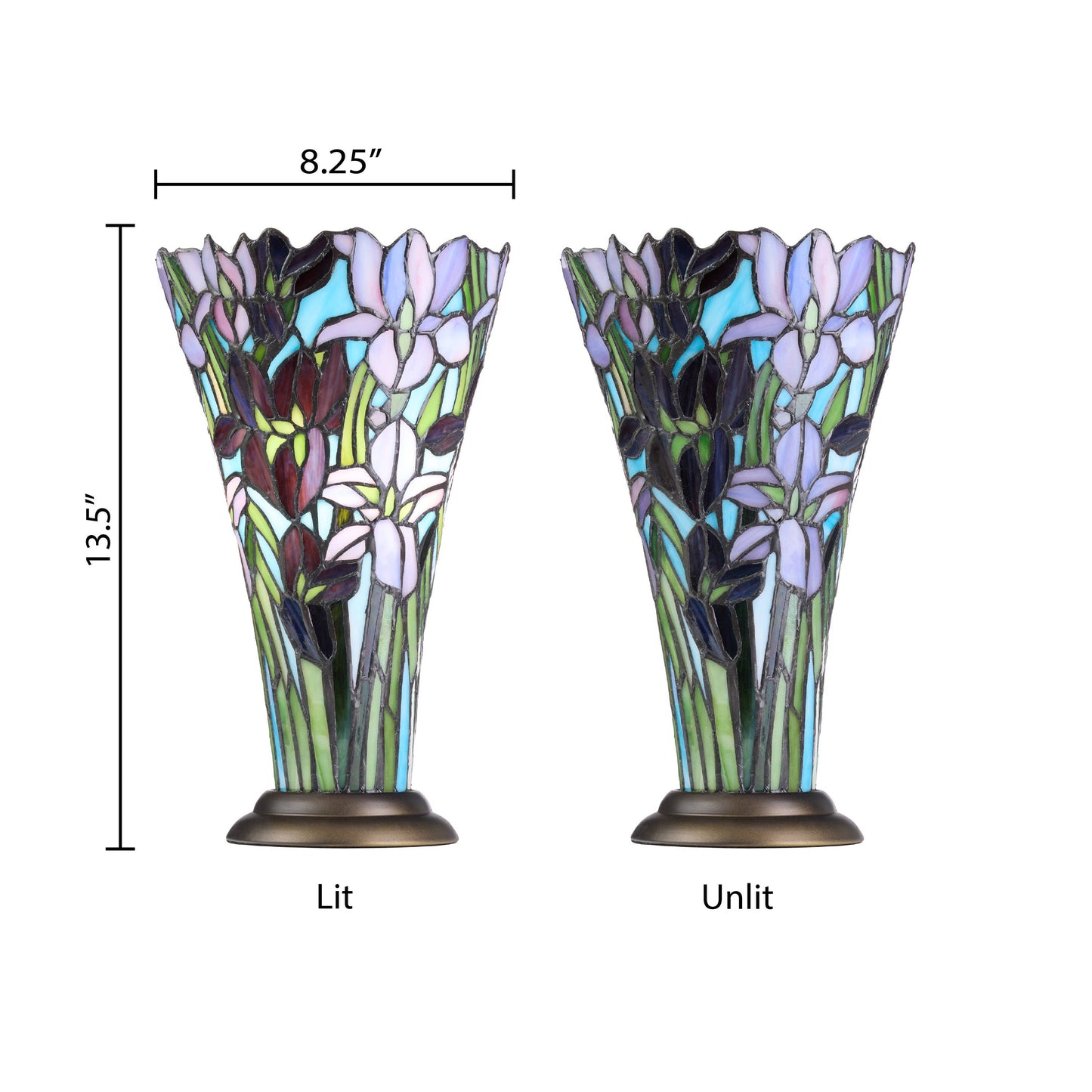 13.5"H Tiffany-Style Floral Vase Stained Glass Table Lamp