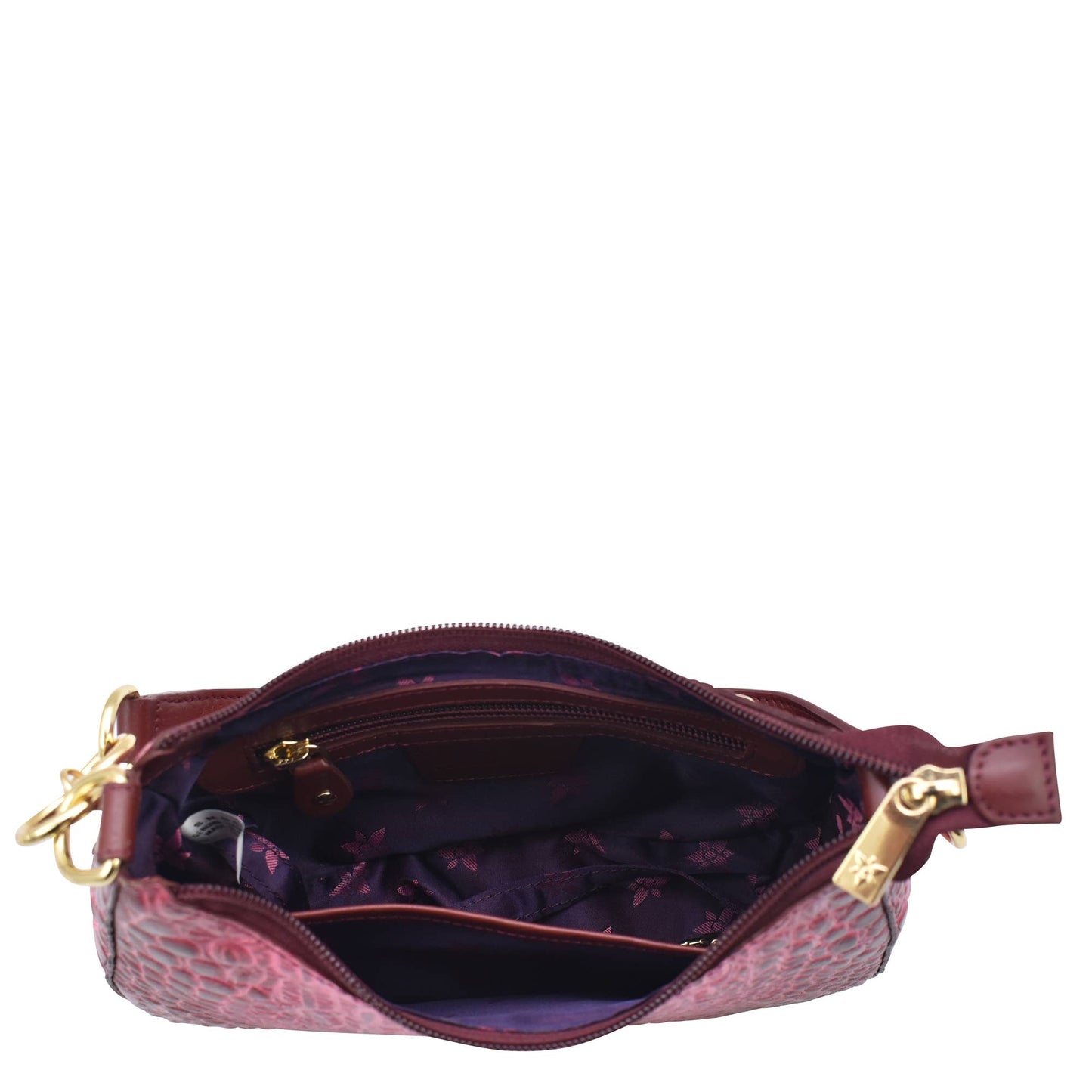 Anuschka Croc Embossed Leather Small Convertible Hobo - 701 Pink