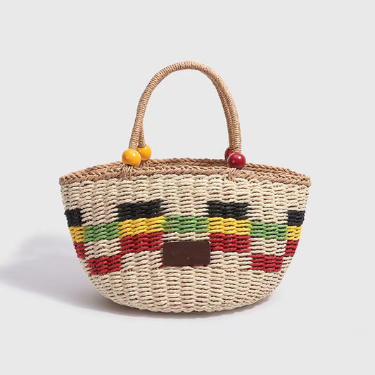 "The Tiscit and Tastic" Picnic Basket style handwoven handbag