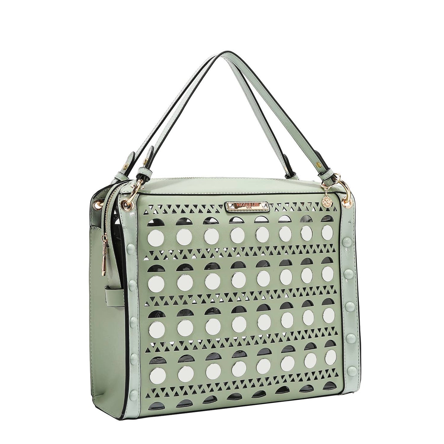 SILVER POP STUD SATCHEL BAG