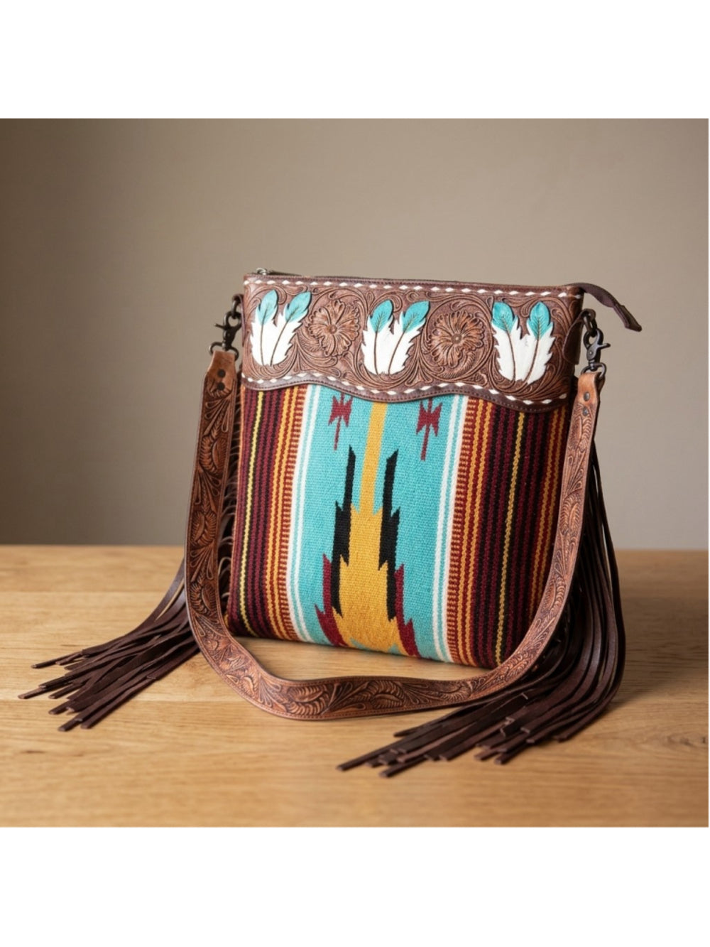 American Darling Feather Canyon Fringe Saddle Blanket and Leather Crossbody