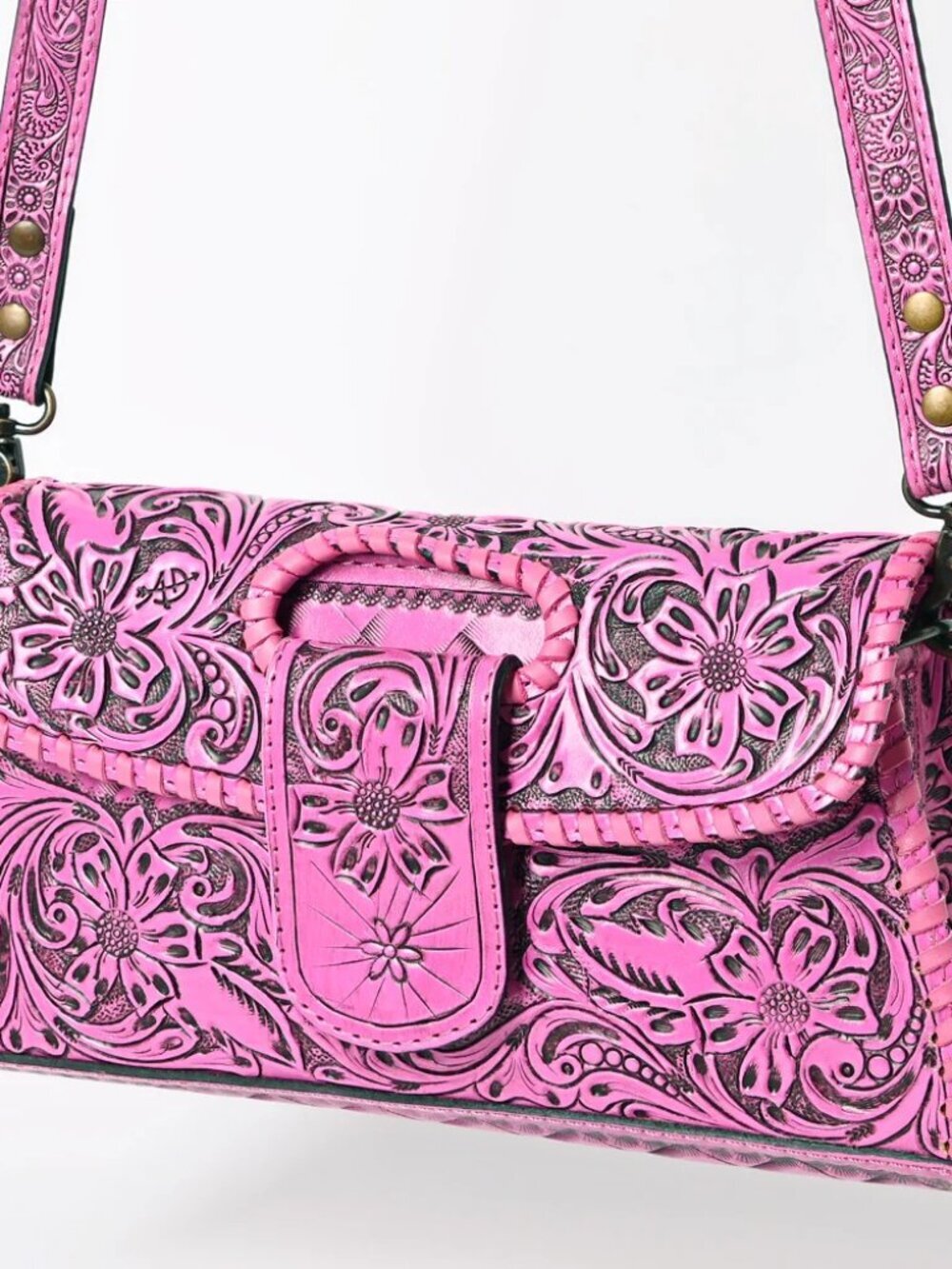 American Darling Pink Floral Bloom Western Crossbody Bag