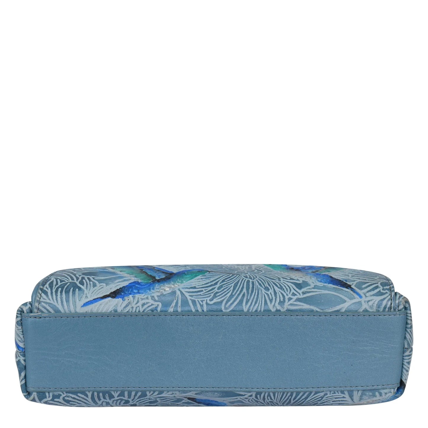 Anuschka tooled hummingbirds in sky blue Crossbody With Front Zip Organizer - 651