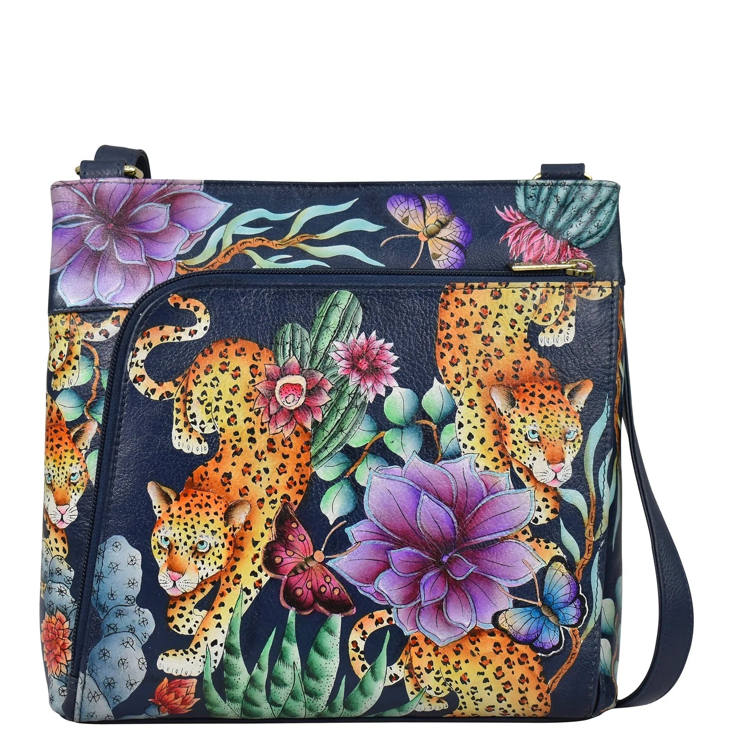 Anuschka Wild Desert Safari Cheetah Crossbody With Front Zip Organizer - 651
