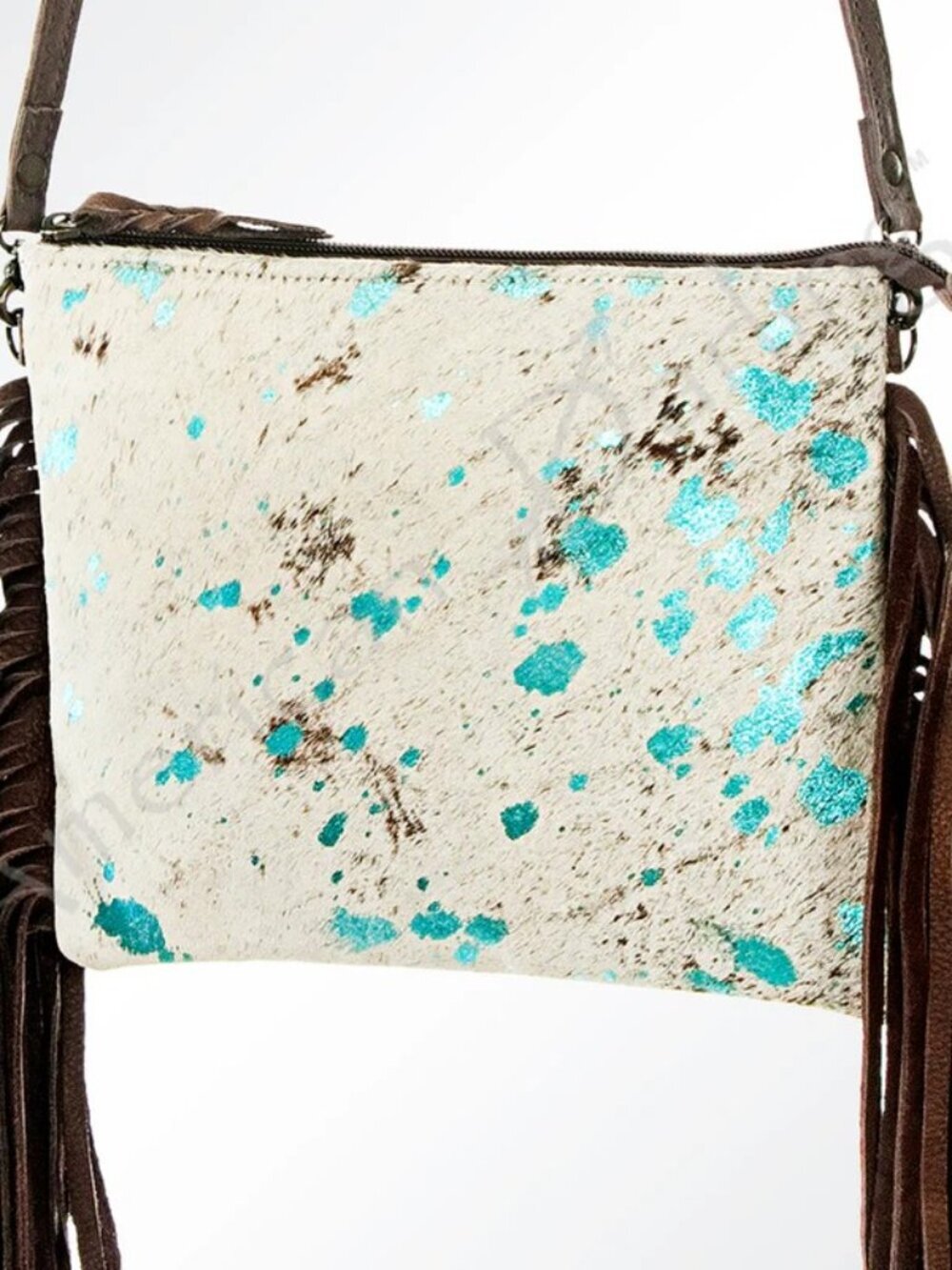 American Darling Turquoise Speckled Fringe Crossbody