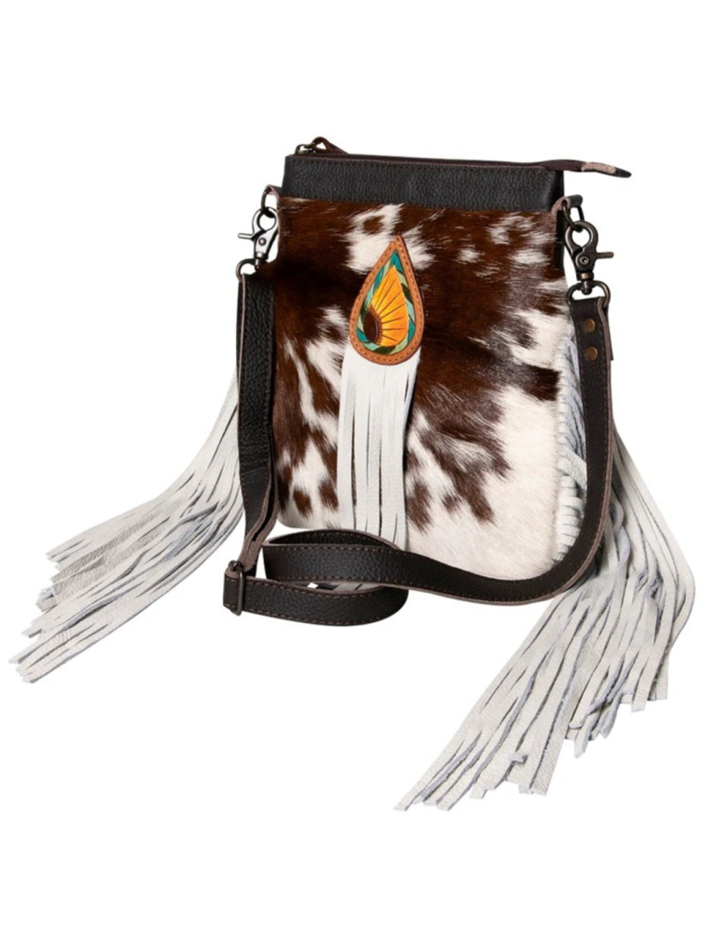 Ohlay by American Darling Sunflower Petal Western Hair-On Fringe Crossbody