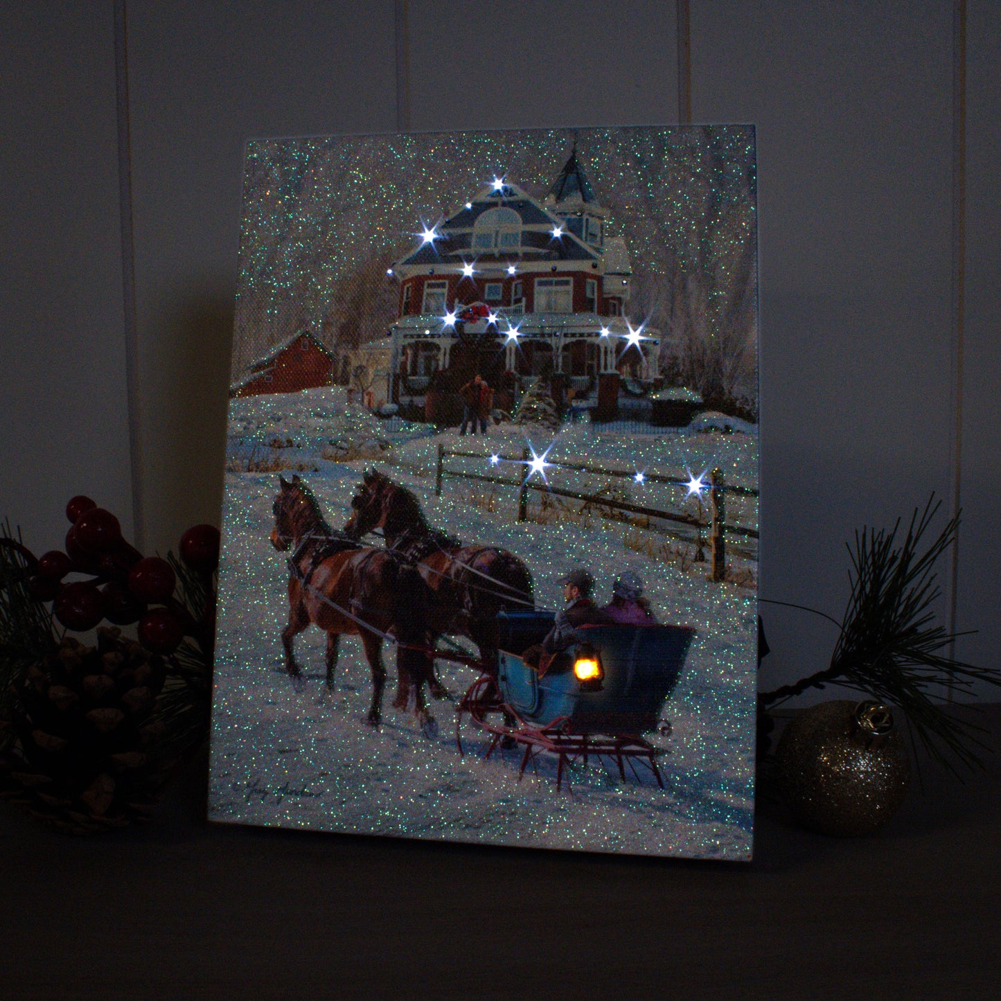 Sleigh Ride 8x6 Lighted Tabletop Canvas