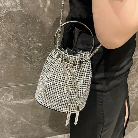 Rockin my Rhinestones Bucket bag with Diamond Chain Tassel