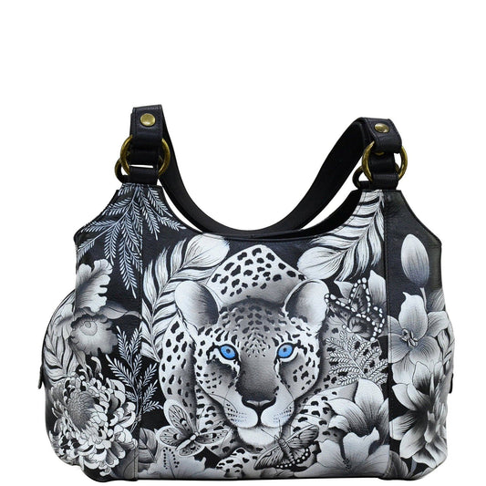 Hand-Painted Leather Triple Compartment Large Satchel - 652