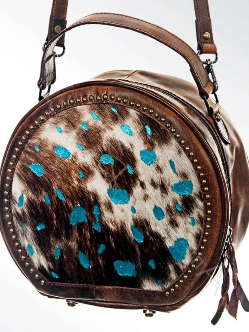 American Darling Turquoise Hide Circle Canteen Crossbody Bag