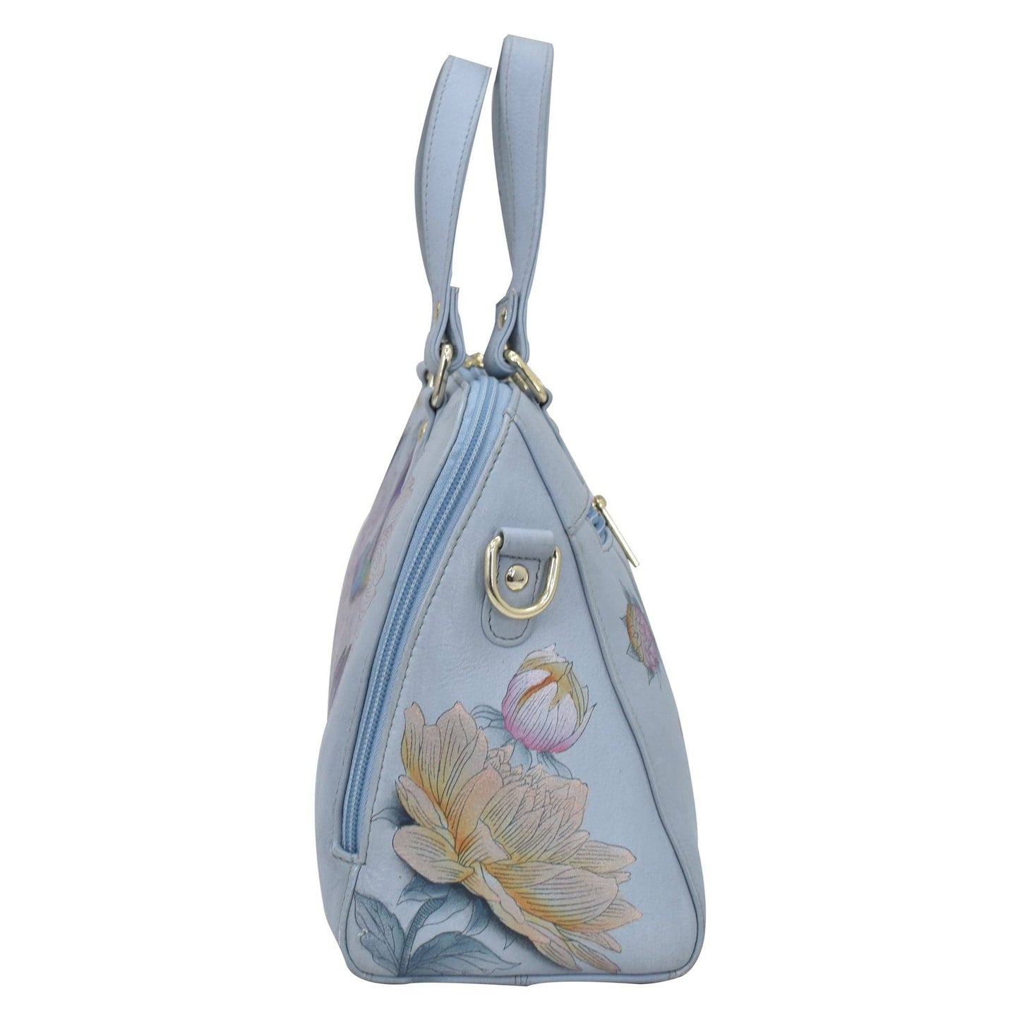 Anuschka Hand-Painted Leather Wide Organizer Satchel - 695 Hummingbird