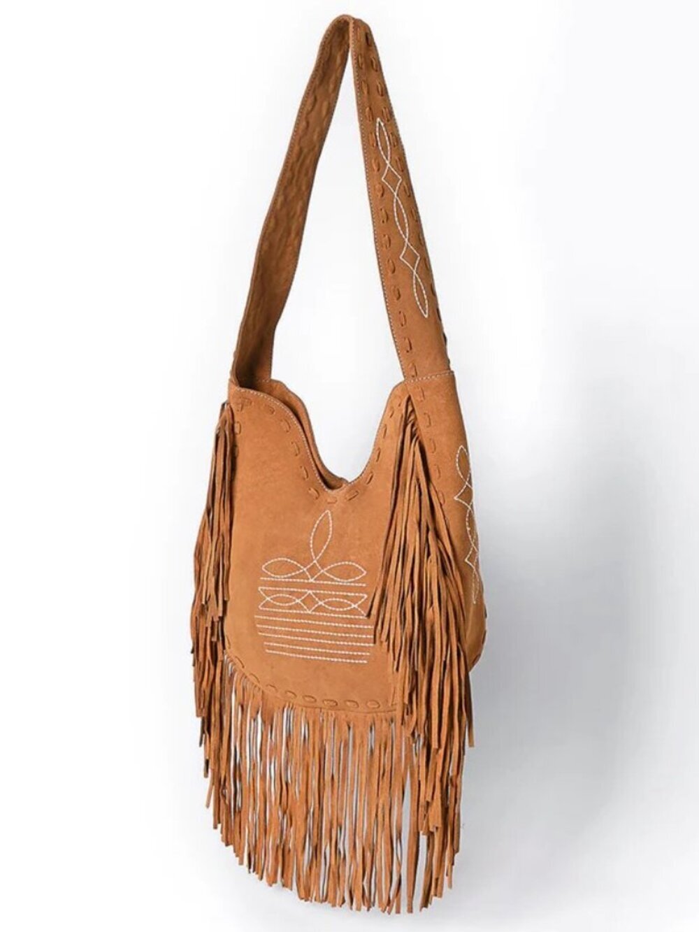 American Darling Southwest Fringe Suede Hobo Bag