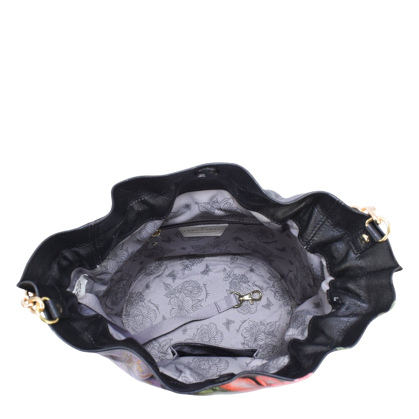 Anuschka Drawstring Bucket Bag - 723 with hummingbirds