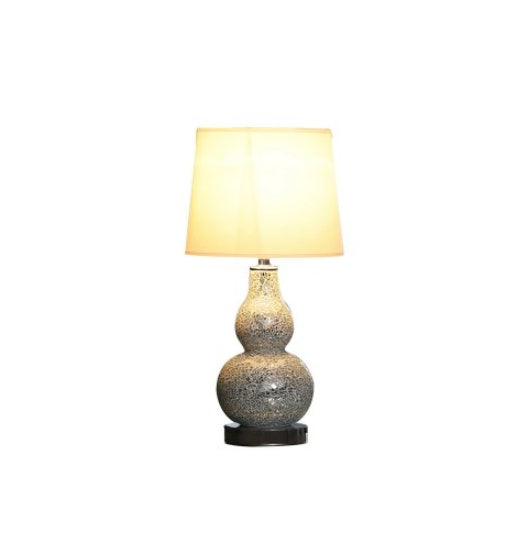 19.5  In Mirror Glass Mosaic Silver Chrome Polyresin Table Lamp