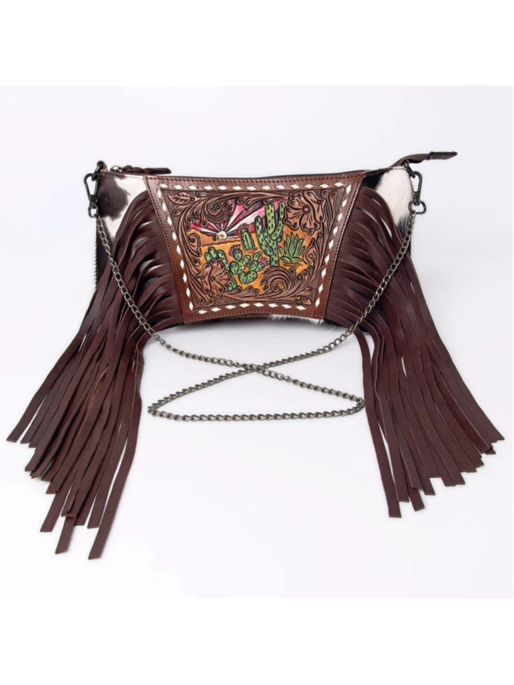 American Darling Pink Desert Sunset Southwest Fringe Crossbody Bag