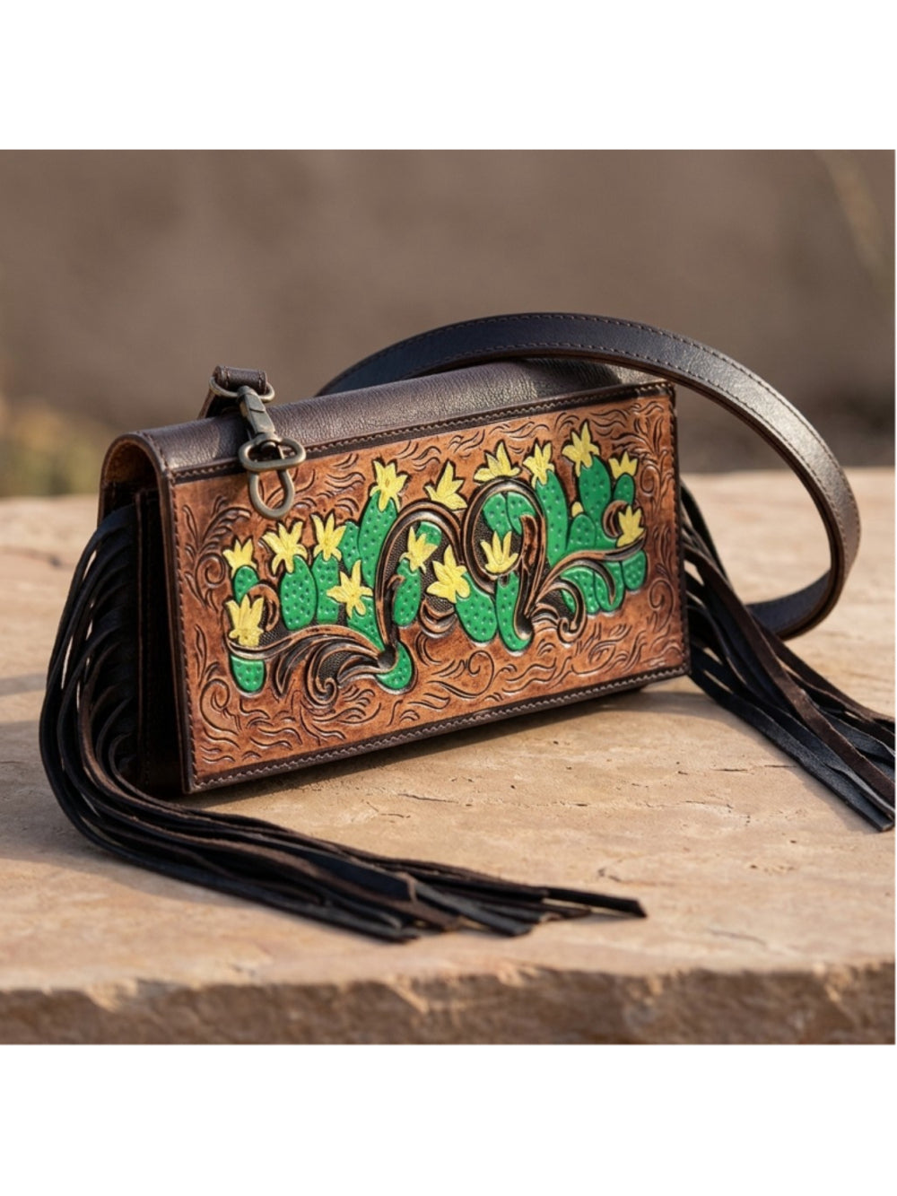 American Darling Boho Cactus Tooled Crossbody Bag