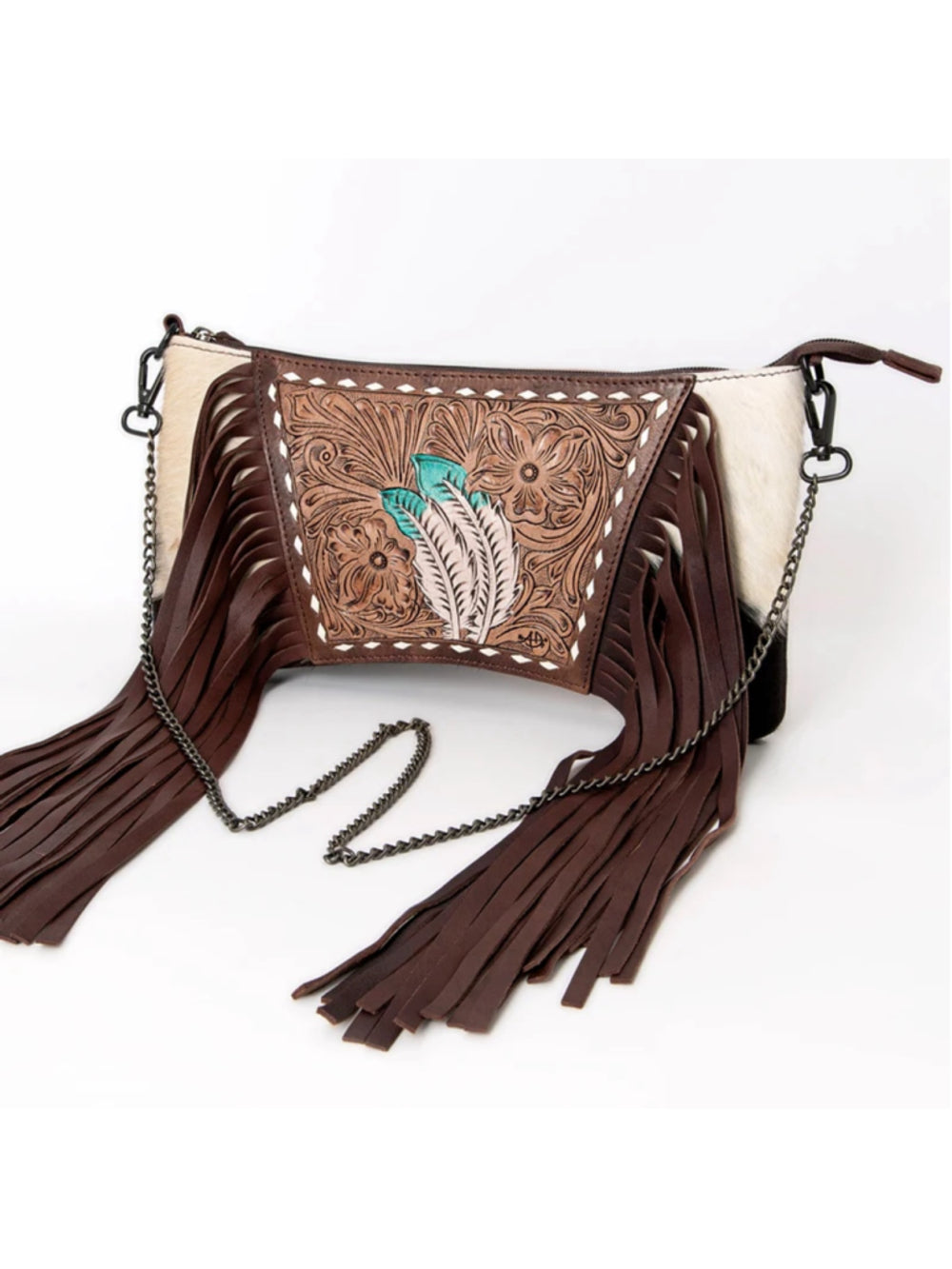 American Darling Feather Spirit Boho Western Fringe Crossbody Clutch