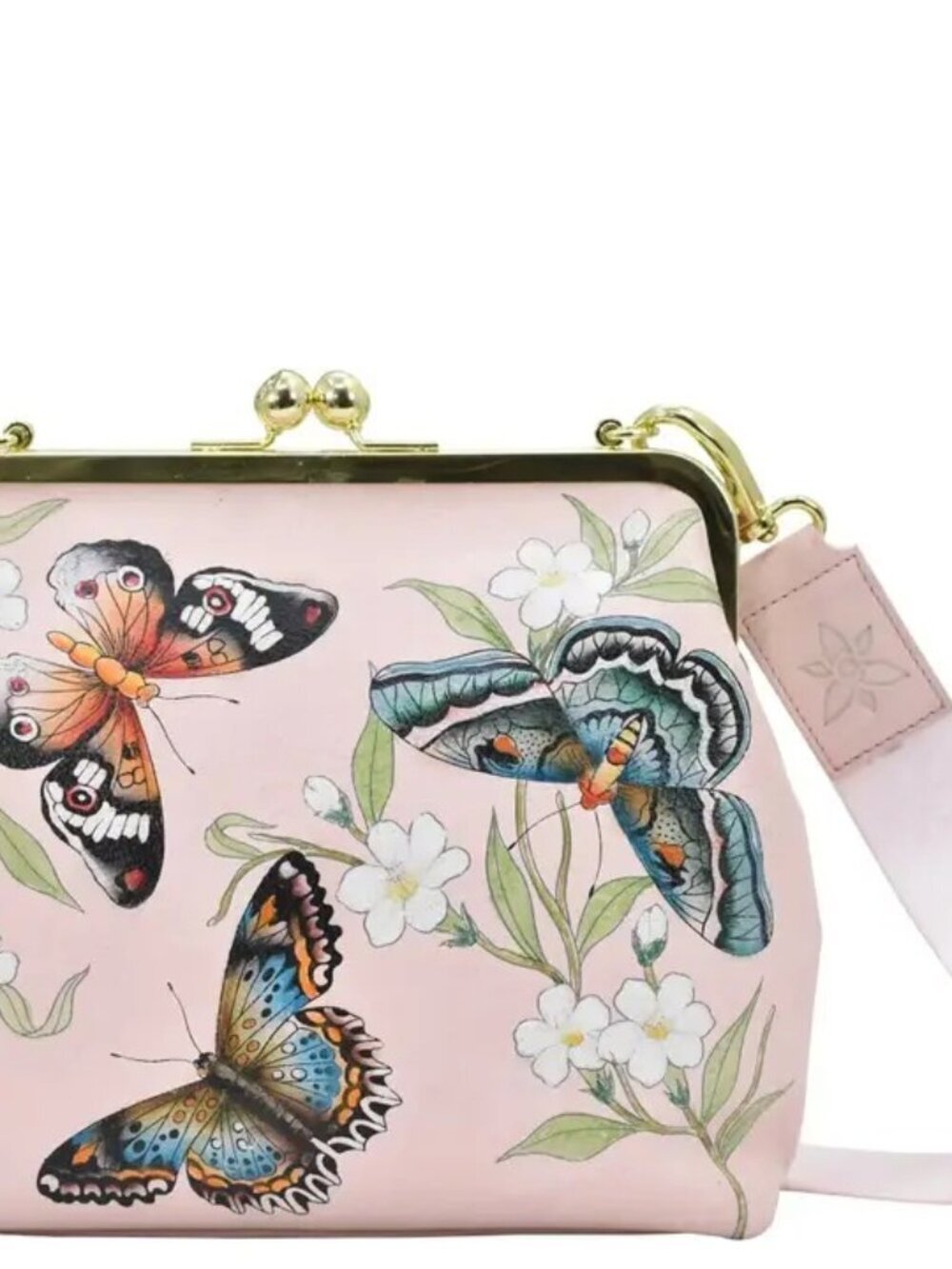 Anuschka hand painted Butterfly Bloom Kisslock Crossbody