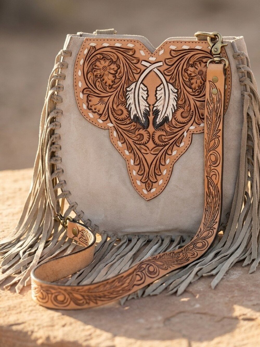 American Darling Sahara Sands Western Fringe Crossbody