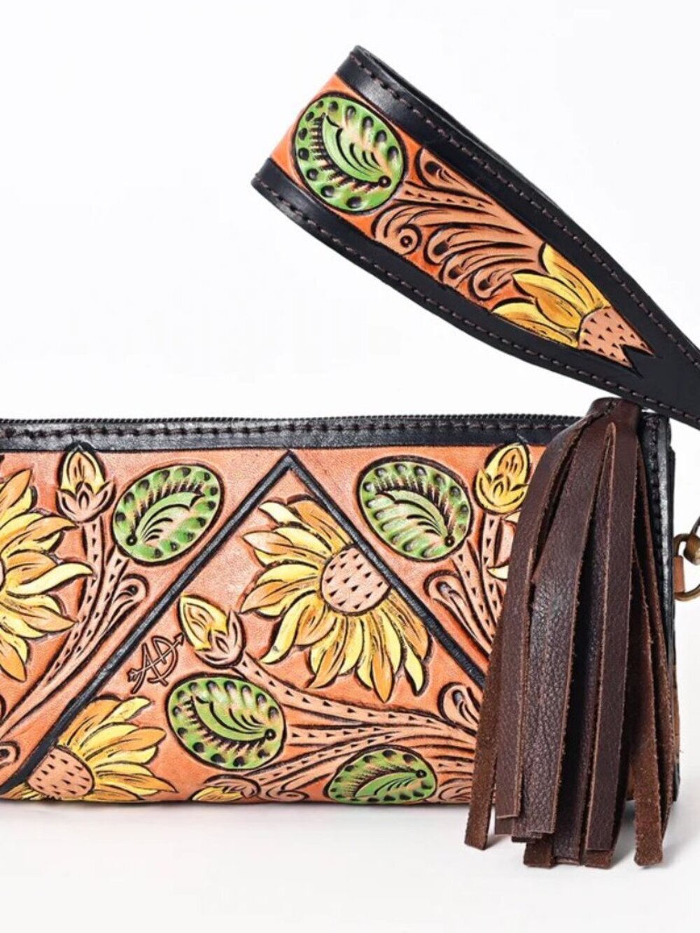American Darling Boho Bloom Sunflower Embossed Wristlet