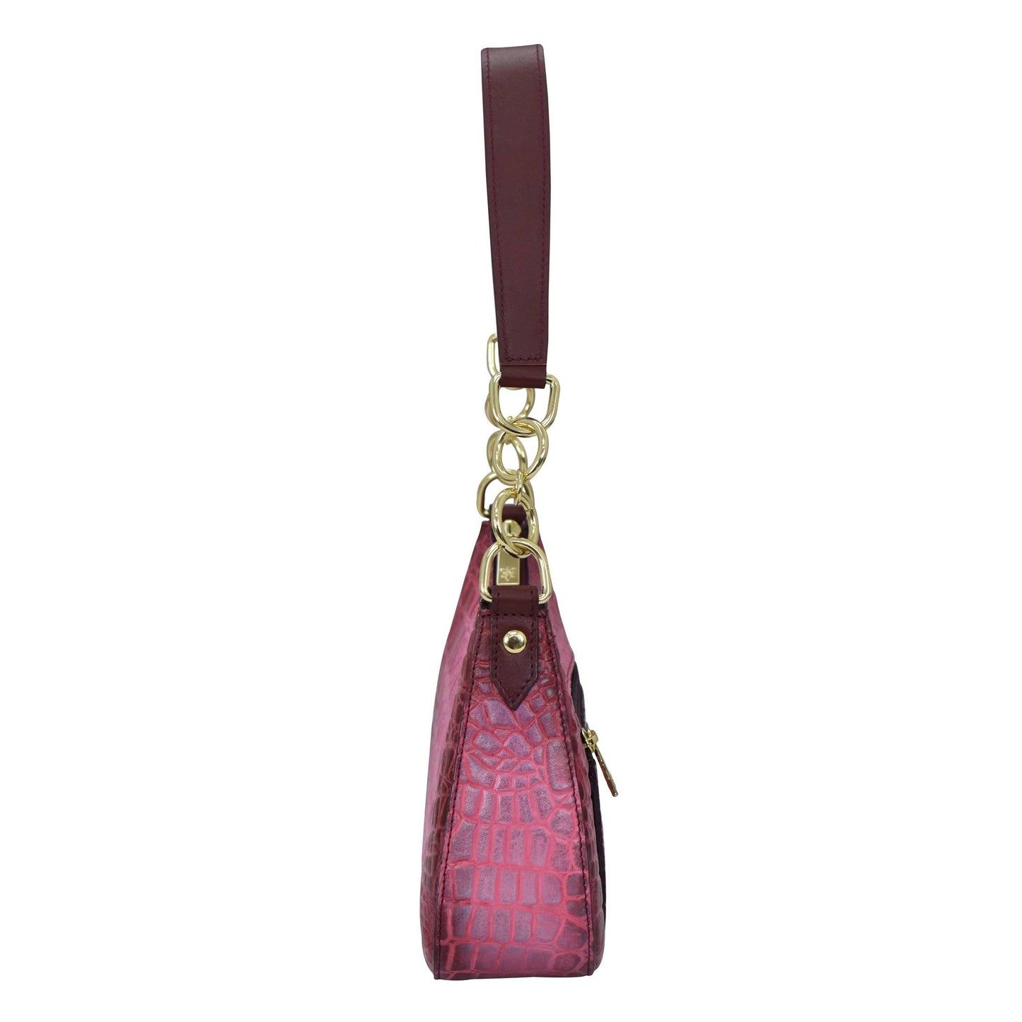 Anuschka Croc Embossed Leather Small Convertible Hobo - 701 Pink
