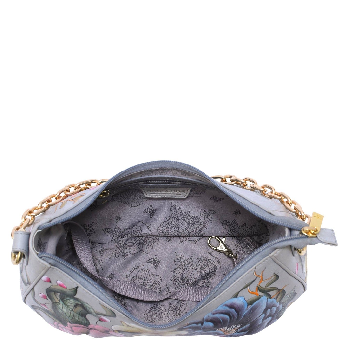 Anuschka Ruched East West Hobo With Chain - 722with floral design