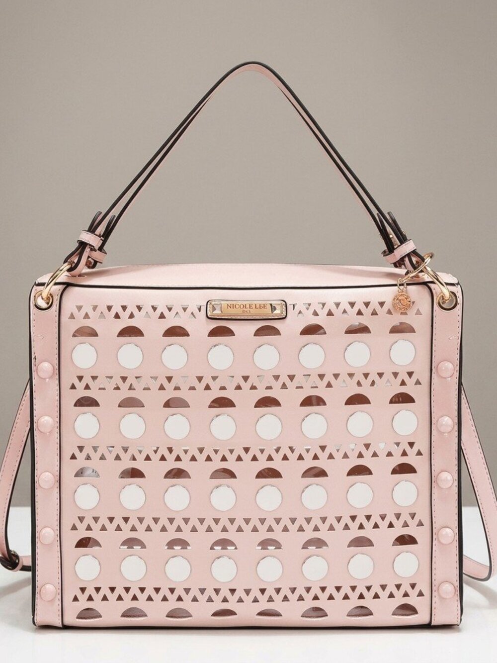 Pink Blush Silver Pop Stud Satchel Bag