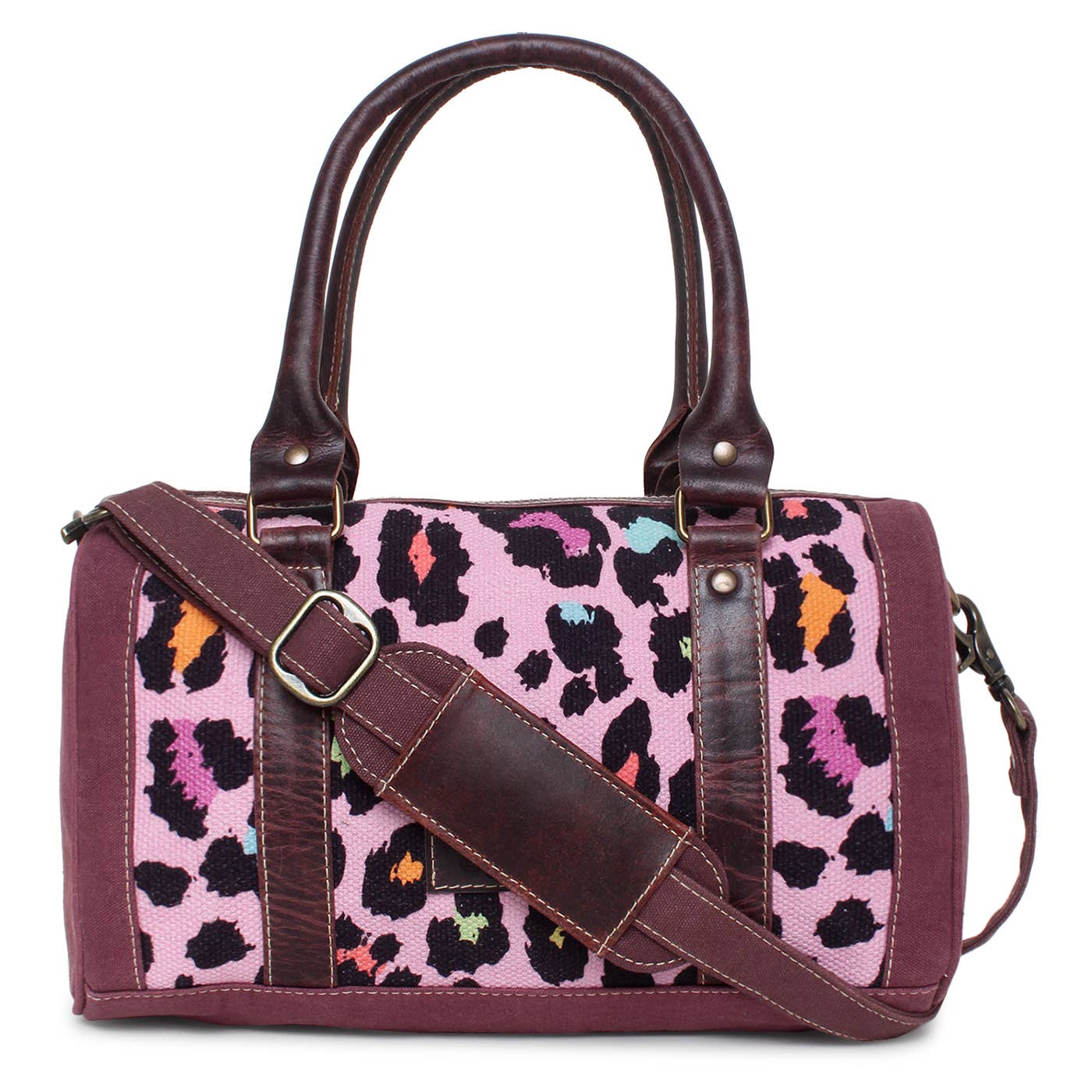 Animal Print Upcycled Top handle bag