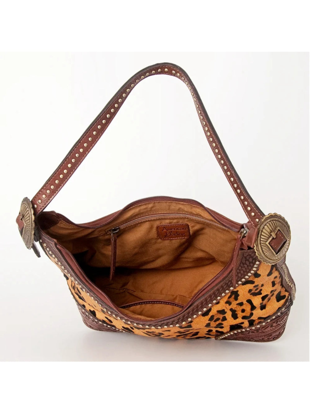 American Darling Western Wild Cat Leopard Buckle Hobo Bag