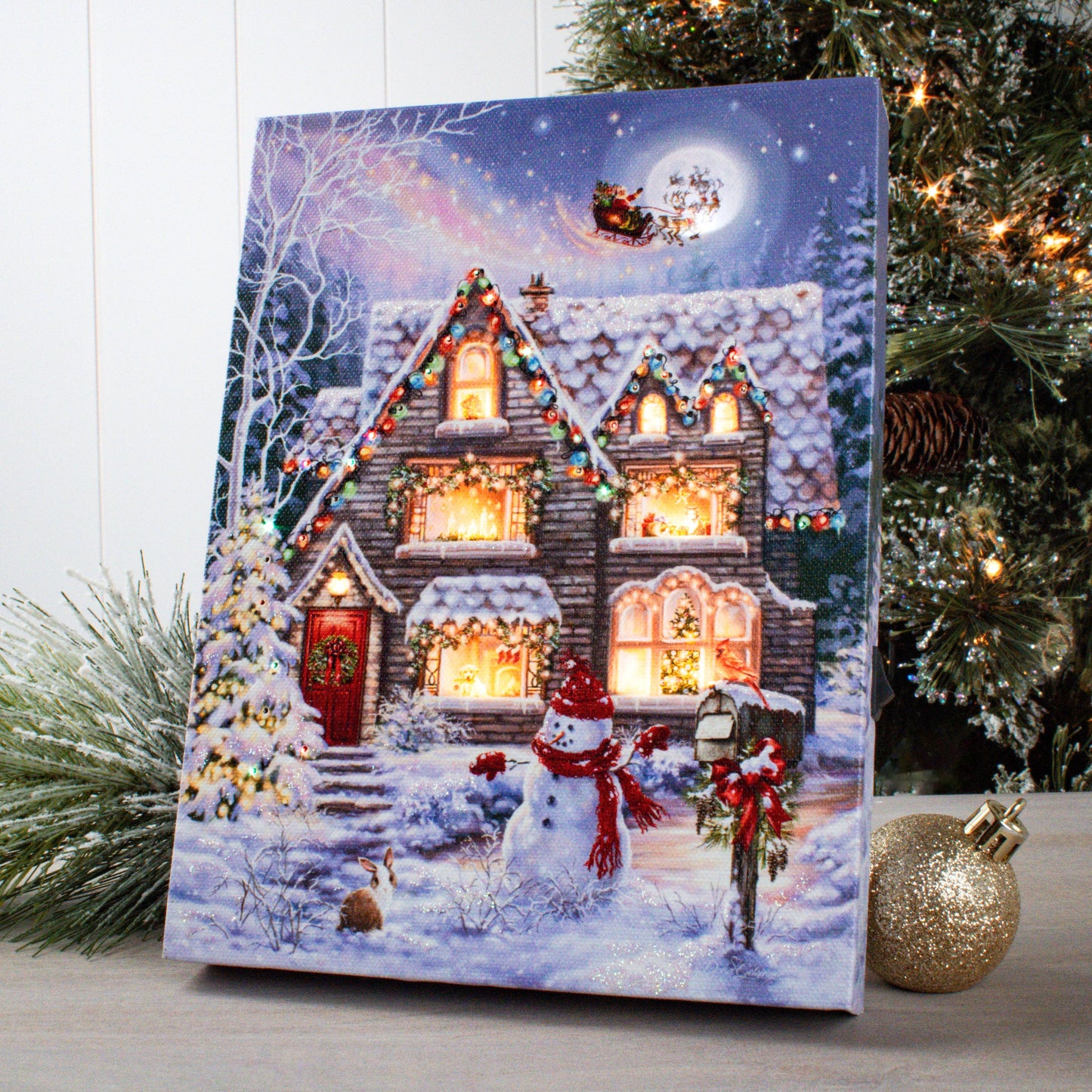 Christmas House 8x6 Lighted Tabletop Canvas