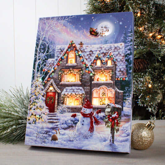Christmas House 8x6 Lighted Tabletop Canvas