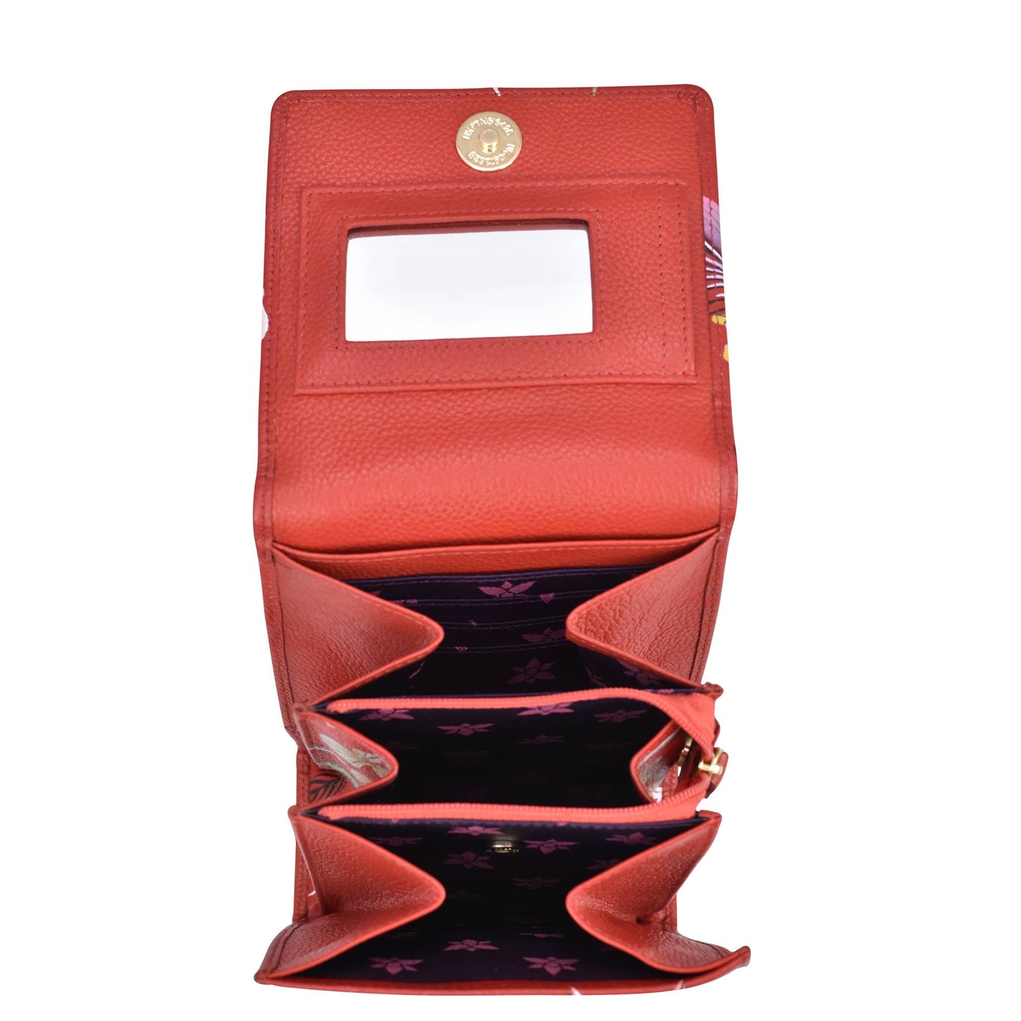 Hand-Painted Leather Triple Compartment Crossbody Organizer