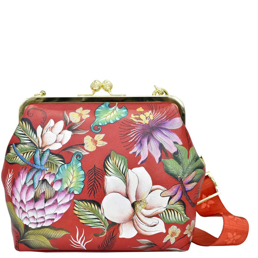 Anuschka Crimson Garden Medium Frame Crossbody - 700