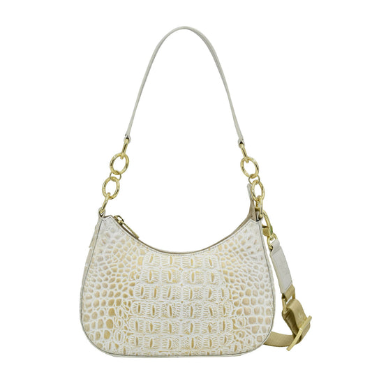 Anuschka Croc Embossed Leather Small Convertible Hobo - 701 pearl