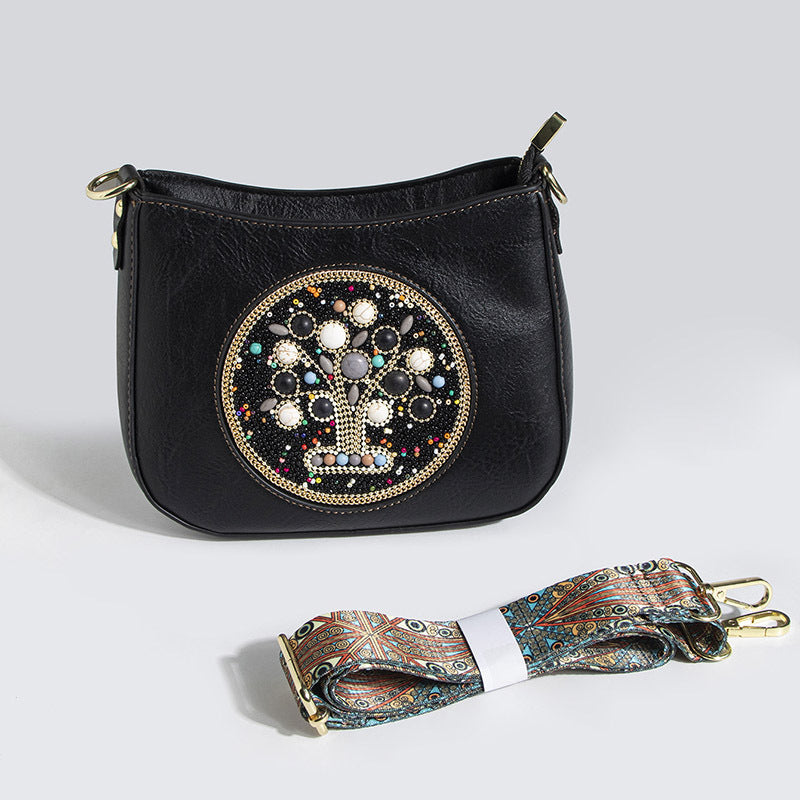 Beaded Bucket Shoulder Crossbody Bag