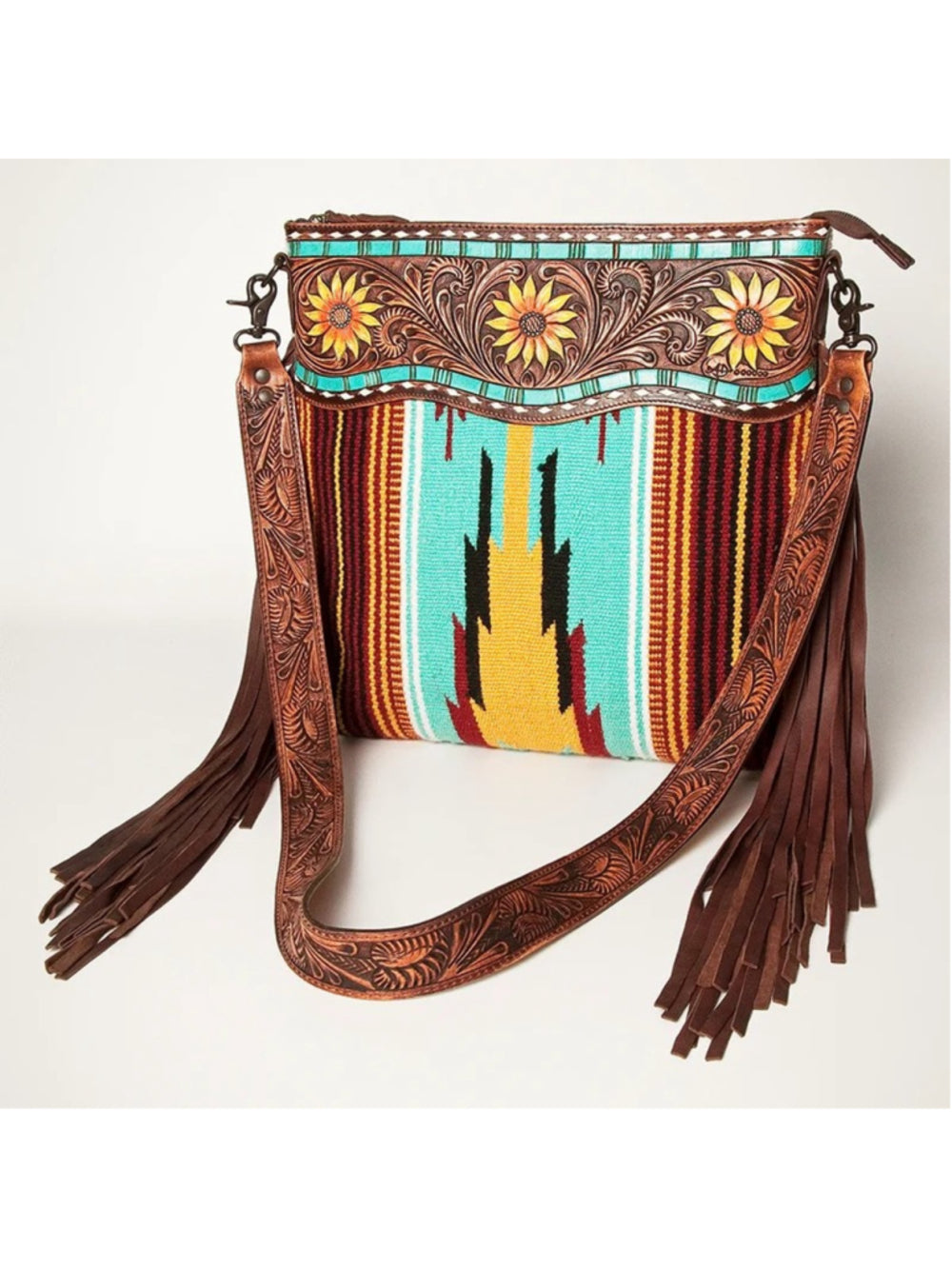 American Darling Sunflower Spirit Fringe Saddle Blanket Crossbody