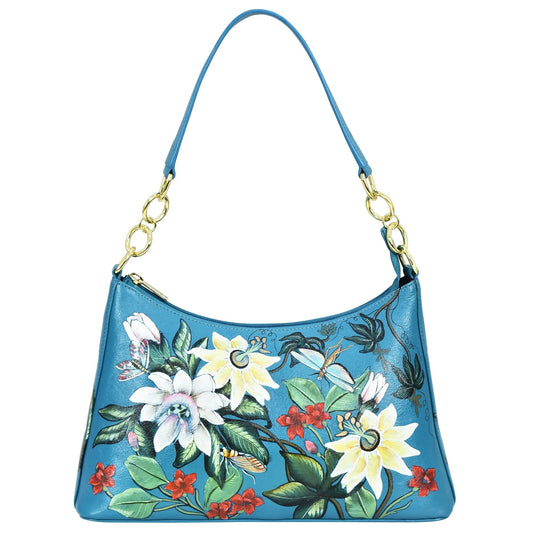 Anuschka royal garden turquoise Zip-Top Shoulder Hobo - 707