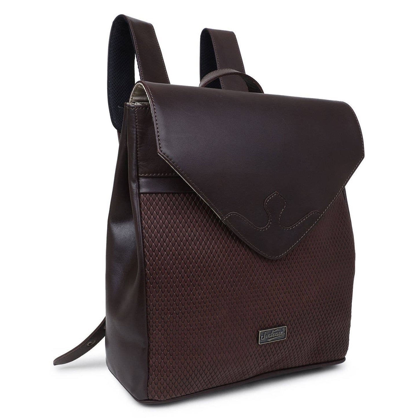 Leather Women's Backpack - Bistre Brown Snake Texture