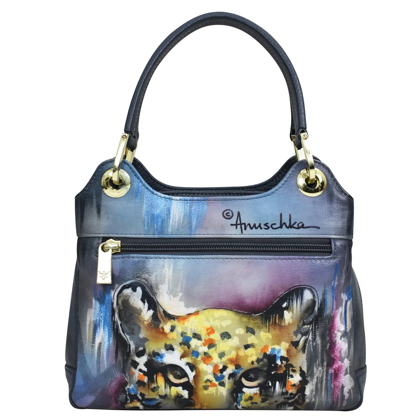 Anuschka abstract leopard Satchel With Crossbody Strap - 708