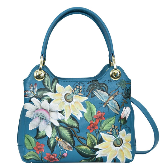Anuschka Royal garden Turquoise Satchel With Crossbody Strap - 708